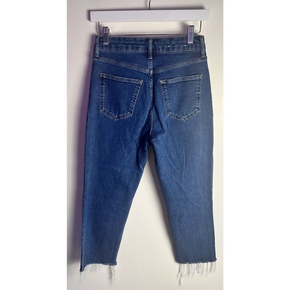 Boden Denim Straight Leg Button Fly Raw Hem High Rise Crop Leg Jeans Sz 6 Petite - Picture 2 of 10